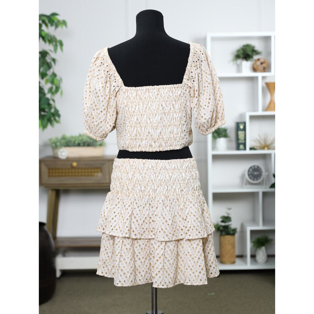 Resort Luxe Metallic Gold Eyelet Set Lilly Pulitzer Yara Skirt & Crop Top 12 NWT - Picture 7 of 16